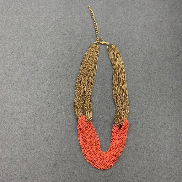 Gold Salmon Multichain Necklace Twist Retro Chunky - Picture 7 of 8